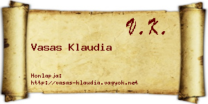 Vasas Klaudia névjegykártya